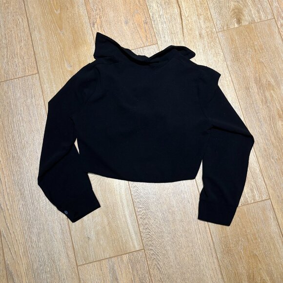 Boohoo BLACK TIE FRONT PLUNGE SHIRT Wrap top Small - Picture 4 of 4